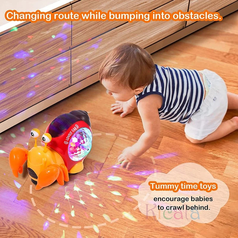 Baby crab toys crawling with music, lit dance