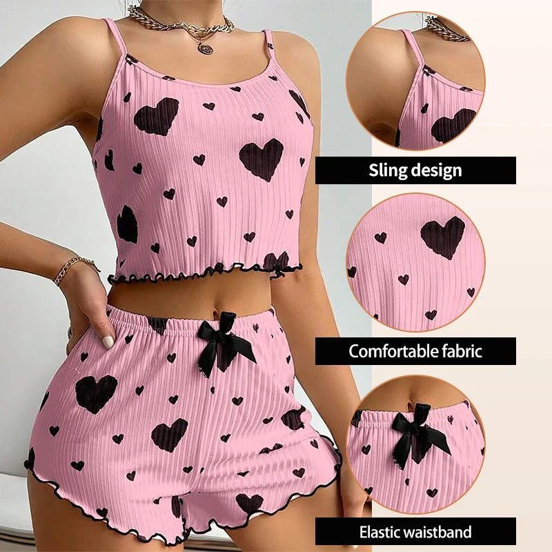 Set of women’s pajamas love print