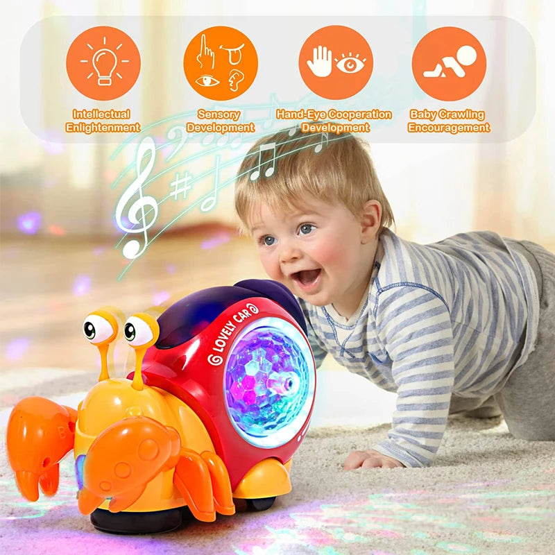 Baby crab toys crawling with music, lit dance