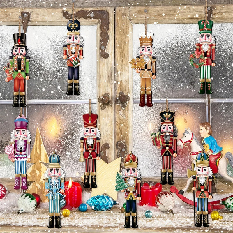12 pieces wooden pendant soldier nutcracker for Christmas tree
