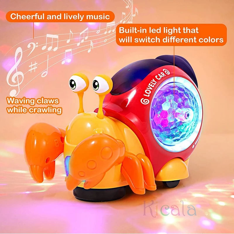 Baby crab toys crawling with music, lit dance