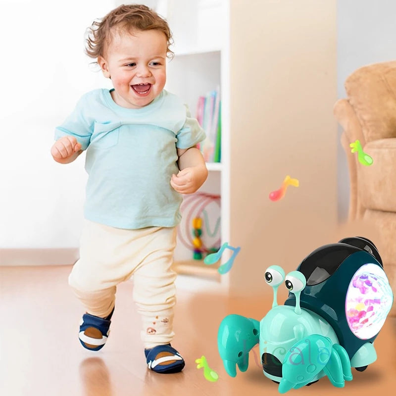 Baby crab toys crawling with music, lit dance