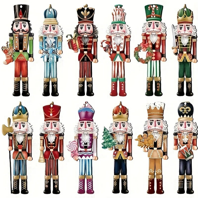 12 pieces wooden pendant soldier nutcracker for Christmas tree