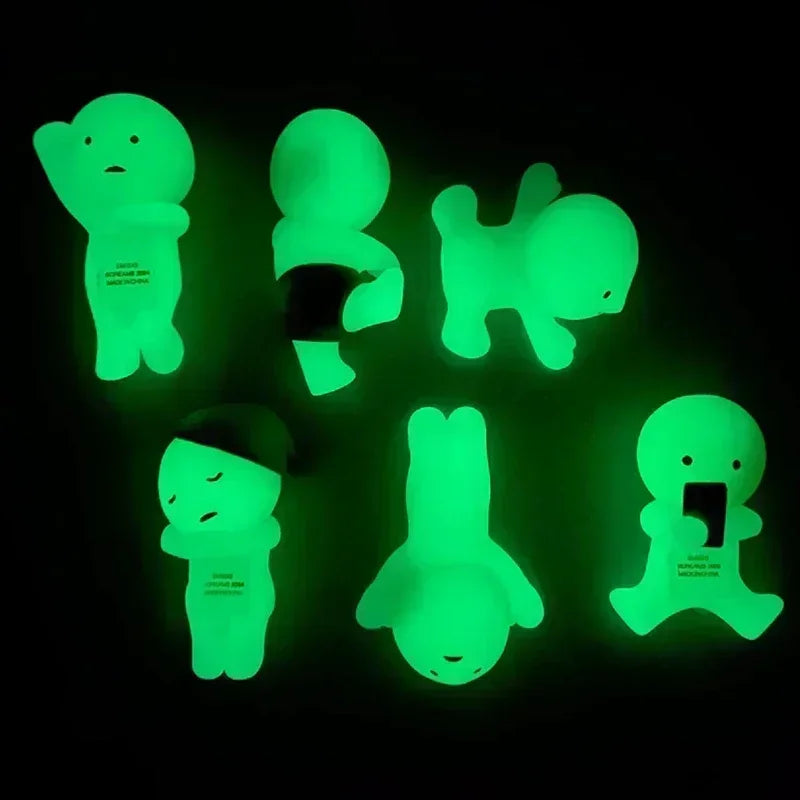 New Hot Sonny Angel Smiski Work Serie Mystery Cute Noctilucent Green Doll Action Figures Cartoon Desktop Blind Box Xmas Gift Toy