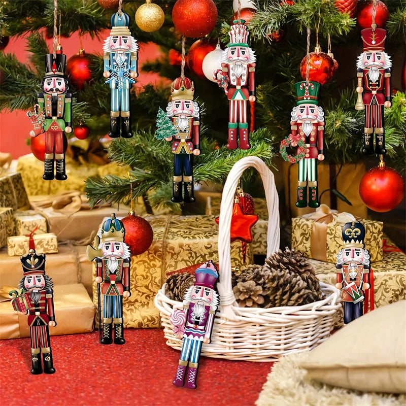 12 pieces wooden pendant soldier nutcracker for Christmas tree